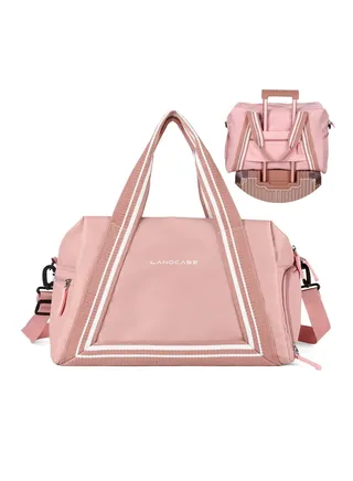 Travel Duffel Bag for Women, Travel Duffle Bag for Travel, Sports Tote Gym Bag, Shoulder Overnight Carry on Bag, with Wet Pocket and Shoes Compartment (Small Size,Pink) 