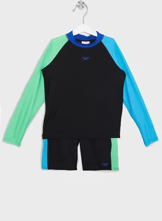Kids Colorblock Rash Top & Jammer Set 