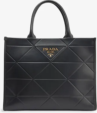 Womens Black Triangle Medium Leather Tote bag