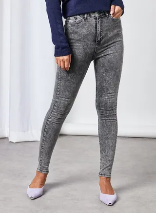 High Waist Skinny Jeans Anthracite 