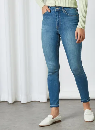 High-Waist Skinny Jeans Mid Blue 