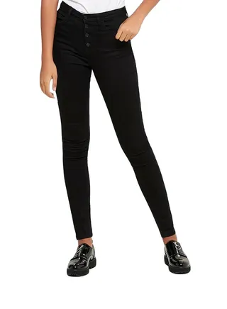 Jona Button Fly Skinny Jeans Black 