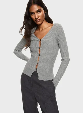 Ribbed Knitted Cardigan 
