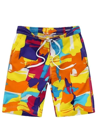 Printed Beach Shorts For Children Orange 