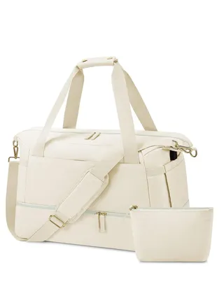 Travel Bag with Shoe Compartment USB Charging Port Gym Bag with Wet Compartment Overnight Duffel Bag Hospital Bag for Women Travel Sports Shopping 