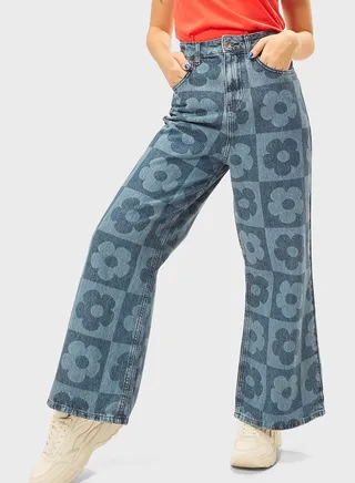 Printed Flared Jeans 