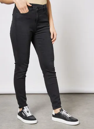High Rise Super Skinny Ankle Jeans Black 
