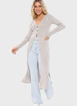 Button Detail Longline Cardigan