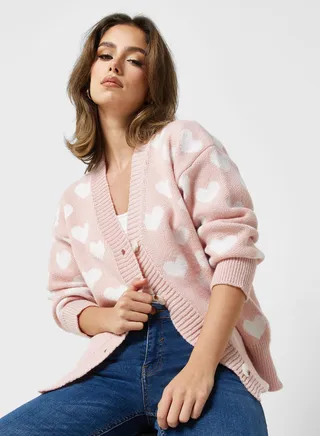 Heart Print Cardigan