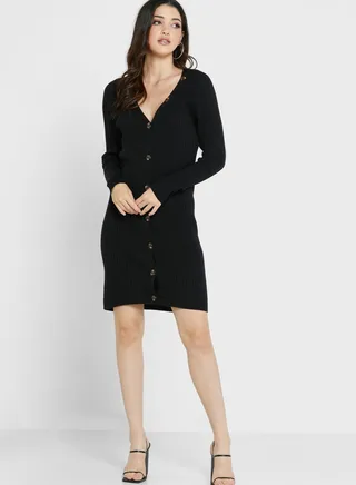 Knitted Button Down Longline Cardigan 