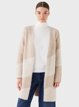 Contrast Detail Knitted Cardigan 