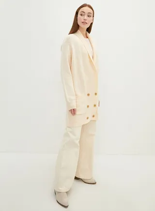 V-Neck Straight Long Sleeve Women's Knitwear Cardigan 