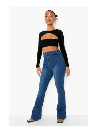 Petite High Waist Skinny Flared Jeans 