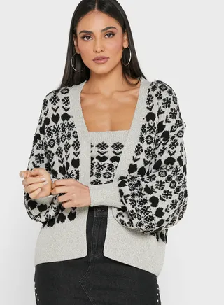 Printed Knitted Cardigan 