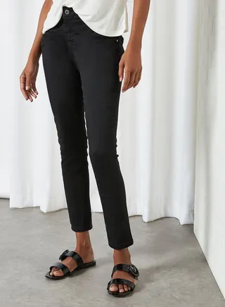 High Ankle Plain Jeans Black 