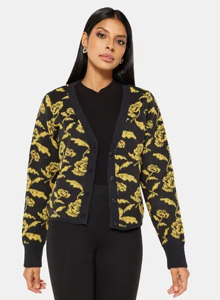 Floral Knit Long Sleeve Cardigan