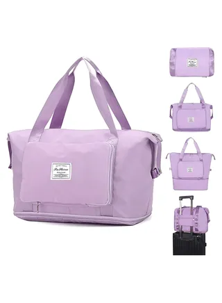 Foldable Duffel Bag, Portable Expandable Travel Bag, Waterproof Lightweight Travel Luggage Bag for Sports, Gym & Vacation. (Purple) 