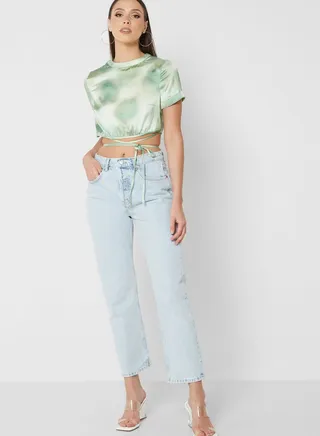 High Waist Straight Jeans 