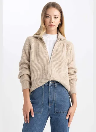 Zip Detail Cardigan 