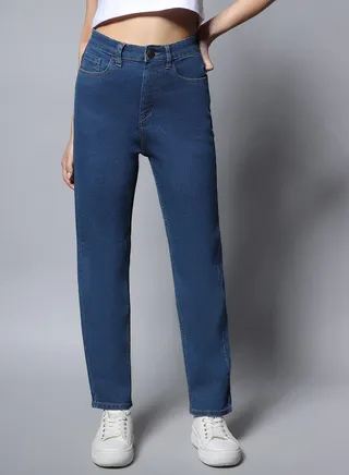 Stretch Straight Fit Clean Look Jeans 