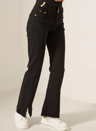 High Waist Slit Jeans 