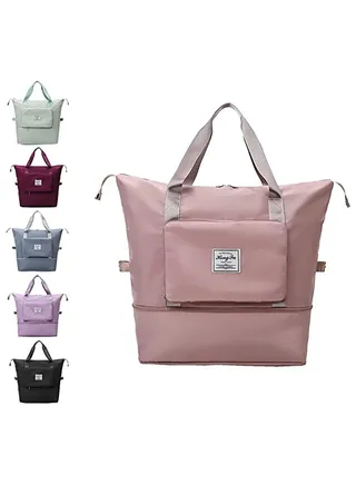 Foldable Duffel Bag, Portable Expandable Travel Bag, Waterproof Lightweight Travel Luggage Bag for Sports, Gym & Vacation. (Pink) 