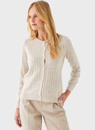 Round Neck Patterned Cardigan 