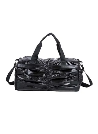 Zipper Closure Large Capacity Duffel Bag Black 