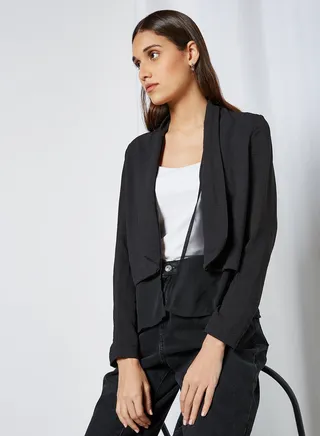 Layered Detail Cardigan Black 