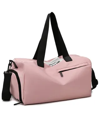 Basics Large Capacity Nylon Luggage Bag Travel Bag Duffel Bag Pink/Black 