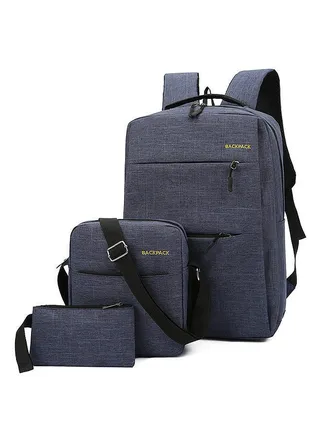 Backpack Combo Set Laptop Backpack Water Resistant Business Travel Bag with USB Charging Port 16 Inch Computer Blue 