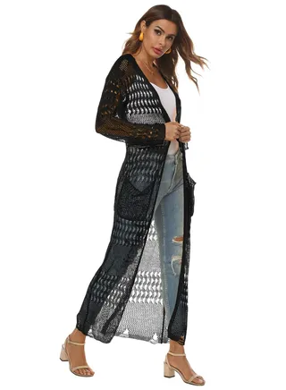 Crochet Cardigan Oversized Long Sleeve Tassel New Women Knitted Cardigan Long Cardigan Ladies 