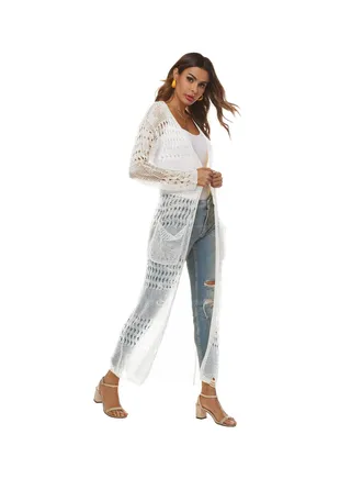 Crochet Cardigan Oversized Long Sleeve Tassel New Women Knitted Cardigan Long Cardigan Ladies 