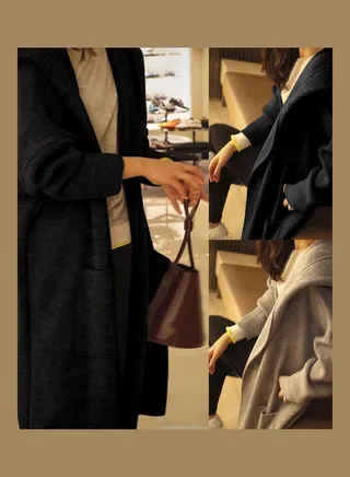 Solid Color Cardigan Black 