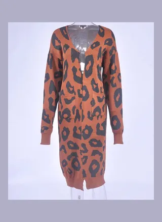 Leopard Design Cardigan Brown/Black 