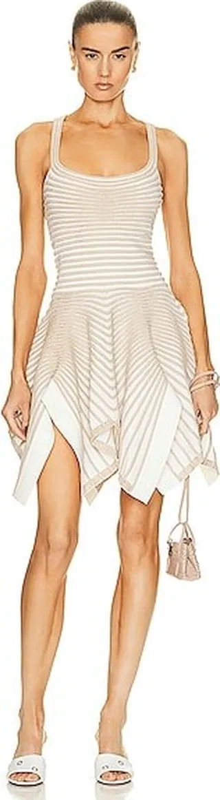 ALAÏA Sculpting Dress in Beige