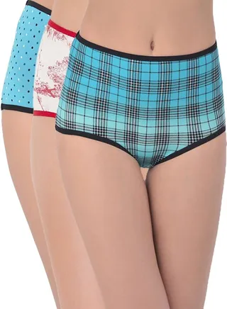 Clovia Pack Of 3 High Waist Hipster In Multicolour 