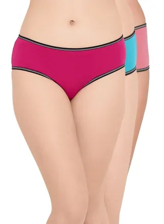 Clovia Pack Of 3 Cotton Mid Waist Hipster Panty 