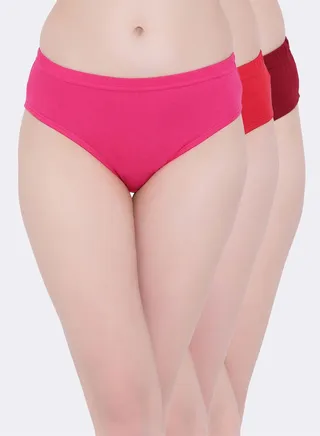 Clovia Set of 3 Cotton Mid Waist Hipster Panties 