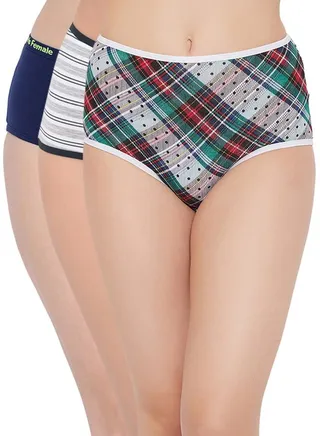 Clovia Pack Of 3 High Waist Hipster In Multicolour 