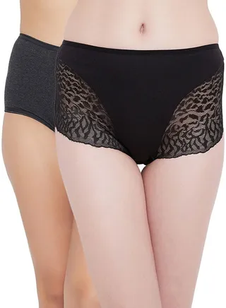 Clovia Pack Of 2 High Waist Hipster In Multicolour 