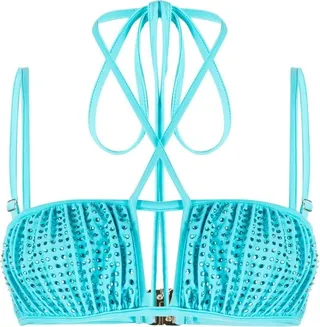 Crystal Cross-Strap Bikini Top