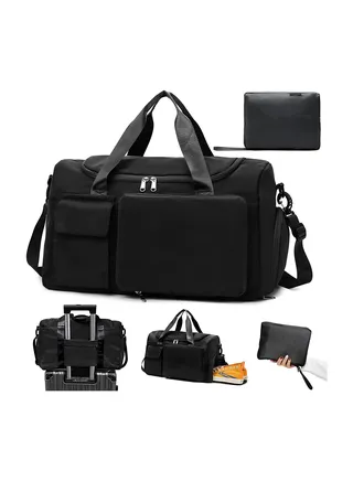 Travel Duffel Bag Large Capacity Gym Overnight Weekend Bags for Women Foldable Hospital Bag with Wet and Dry Separation Portable Holdall Cabin Bag for Sports and Travel 