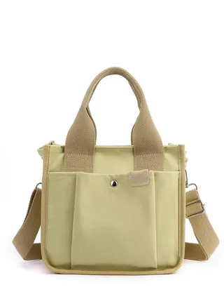 Large Capacity Multi-Pocket Handbag, Canvas Bag with Handle, Canvas Handbag for Women, Durable Multi Pocket Shoulder Bag, Reusable Wear Resistant Tote Purse 
