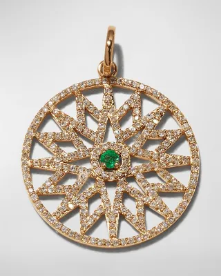 14k Yellow Gold Diamond and Emerald Charm