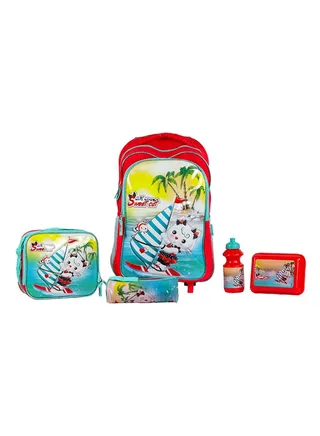 5-Piece School Backpack Set With Trolley Multicolour 