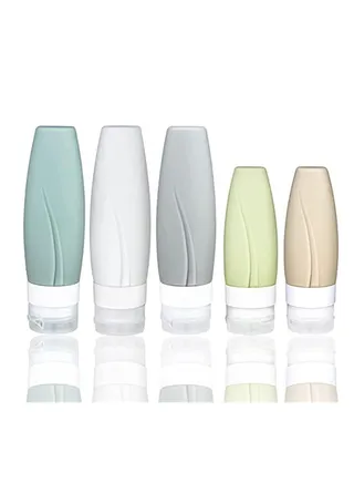 5Pcs Travel Bottles Set TSA Approved Silicone Squeezable Containers for Toiletries Leak Proof Refillable Travel Accessories for Shampoo Conditioner Lotion Body Wash 