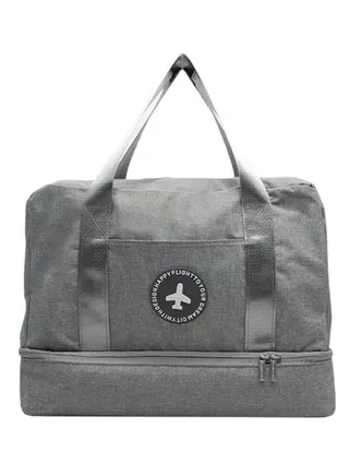 Waterproof Double Layer Portable Travel Bag Grey 