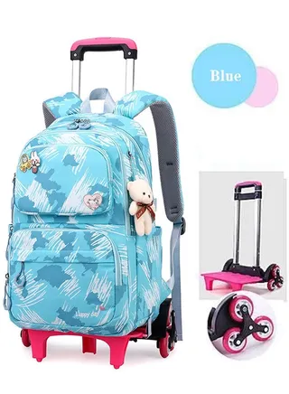 Girls Rolling Backpacks,Durable Students Wheeled Backpack,Large Capacity School Bag with wheels,Kids Travel Trolley BookBag,School Luggage Bag for Boys Girls 