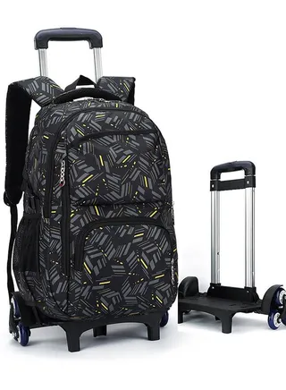 Rolling Backpack,Boys Trolley School Bag,Kids Wheeled Luggage Bag ,Primary Junior High School Students Bookbag with 6 Wheels,Large Capacity Wheeled Laptop Bag for Kids Teens Adults 